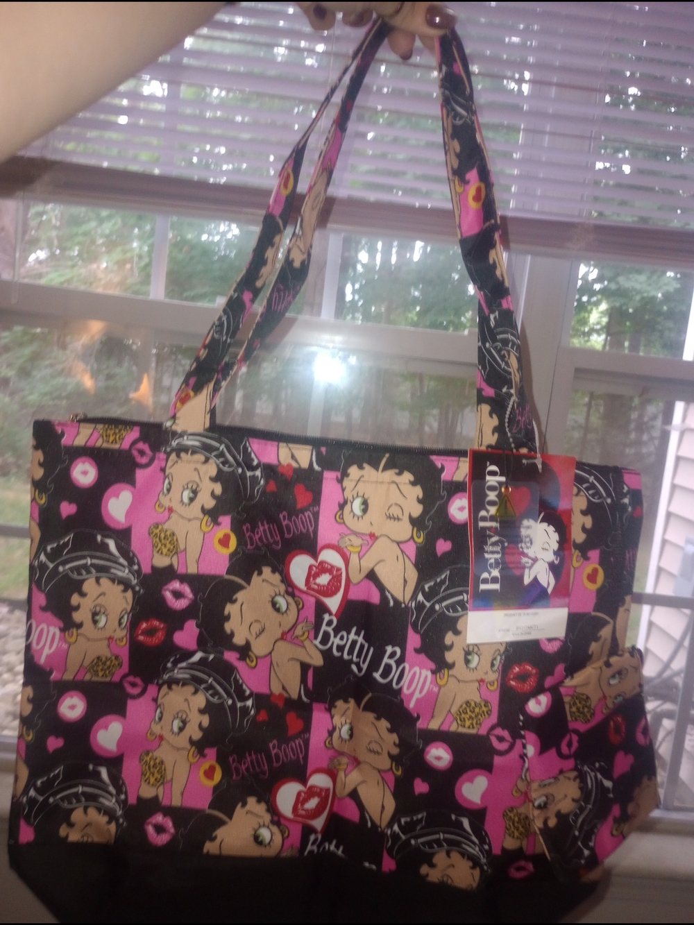 Betty Boop Black and Pink All-Over Print Tote